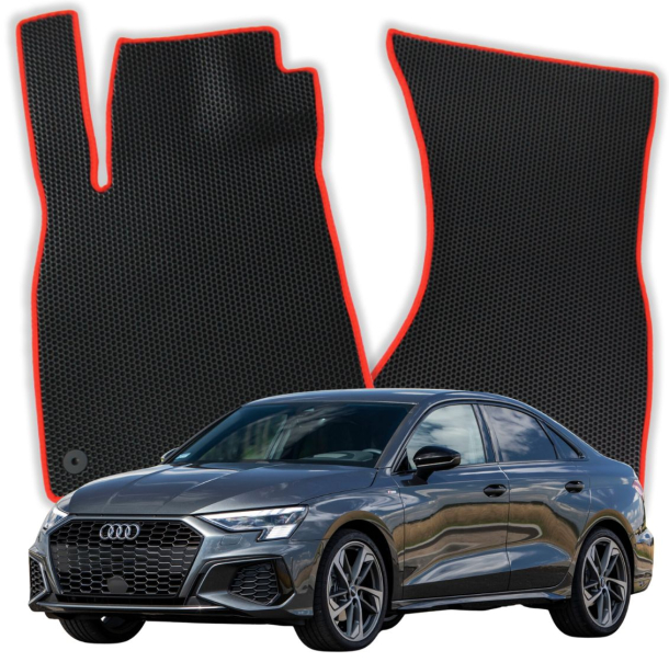 Auto Lederen Kofferbakmatten Voor Audi A3 Sportback 8Y 2020-2023, Aangepaste Kofferbak Laadbak Tapijt Boot Beschermer Pad Opslag Interieur Accessoires,D/Black-Beige