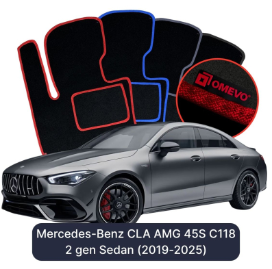 Velurové autokoberce OMEVO pro Mercedes-Benz CLA AMG 45S C118 2 gen Sedan (2019-2025)