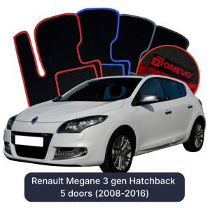 Velurové autokoberce OMEVO pro Renault Megane 3 gen Hatchback (2008-2016)