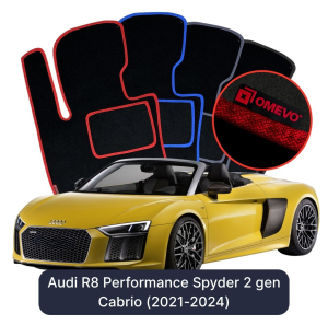 Velurové autokoberce OMEVO pro Audi R8 Performance Spyder 2 gen Cabrio (2021-2024)