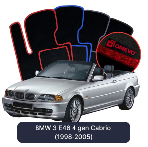 Velurové autokoberce OMEVO pro BMW 3 E46 4 gen Cabrio (1998-2005)