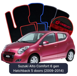 Velurové autokoberce OMEVO pro Suzuki Alto Comfort 6 gen Hatchback 5 dveří (2009-2014)