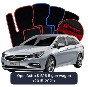 Velurové autokoberce OMEVO pro Opel Astra K B16 5 gen Kombi (2015-2021)