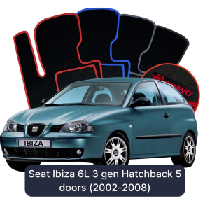 Velurové autokoberce OMEVO pro Seat Ibiza 6L 3 gen Hatchback 5 dveří (2002-2008)