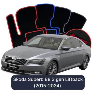 Velurové autokoberce OMEVO pro Škoda Superb B8 3 gen Liftback (2015-2024)