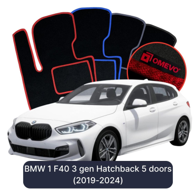 Velurové autokoberce OMEVO pro BMW 1 F40 3 gen Hatchback 5 dveří (2019-2024)