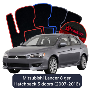 Velurové autokoberce OMEVO pro Mitsubishi Lancer 8 gen Hatchback 5 dveří (2007-2016)