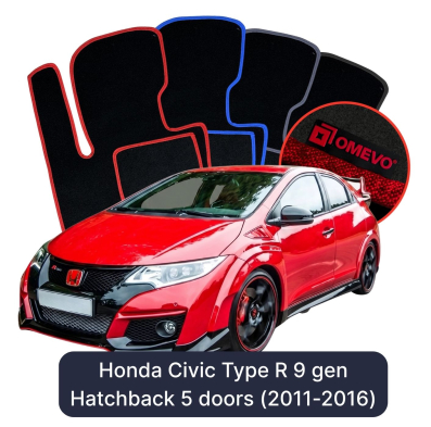 Velurové autokoberce OMEVO pro Honda Civic Type R 9 gen Hatchback 5 dveří (2011-2016)