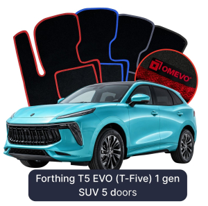 Velurové autokoberce OMEVO pro Forthing T5 EVO (T-Five) 1 gen SUV 5 dveří (2020-2025)