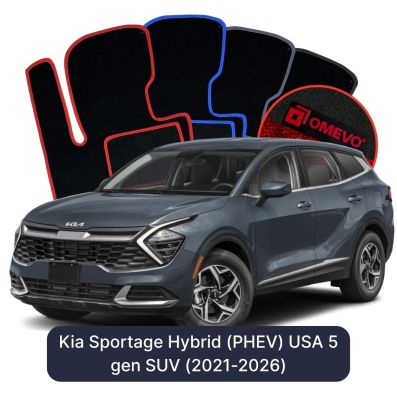 Velurové autokoberce OMEVO pro Kia Sportage Hybridní (PHEV) USA 5 gen SUV (2021-2026)