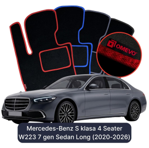Velurové autokoberce OMEVO pro Mercedes-Benz S Třída 4 místný W223 7 gen Sedan Long (2020-2023)