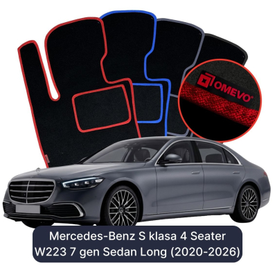 Velurové autokoberce OMEVO pro Mercedes-Benz S Třída 4 místný W223 7 gen Sedan Long (2020-2023)