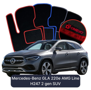 Velurové autokoberce OMEVO pro Mercedes-Benz GLA 220e AMG Line H247 2 gen SUV (2020-2026)