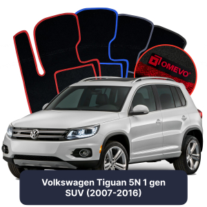 Velurové autokoberce OMEVO pro Volkswagen Tiguan 5N 1 gen SUV (2007-2016)