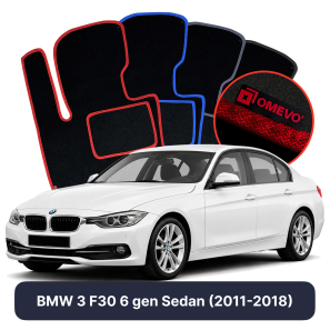 Velurové autokoberce OMEVO pro BMW 3 F30 6 gen Sedan (2011-2018)