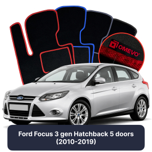 Velurové autokoberce OMEVO pro Ford Focus 3 gen Hatchback 5 dveří (2010-2019)
