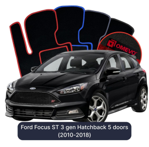 Velurové autokoberce OMEVO pro Ford Focus ST 3 gen Hatchback 5 dveří (2010-2018)