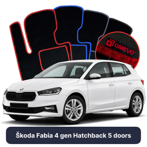 Velurové autokoberce OMEVO pro Škoda Fabia 4 gen Hatchback 5 dveří (2021-2025)