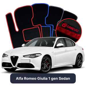 Velurové autokoberce OMEVO pro Alfa Romeo Giulia 1 gen Sedan (2016-2026)