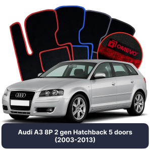 Velurové autokoberce OMEVO pro Audi A3 8P 2 gen Hatchback 5 dveří (2003-2013)