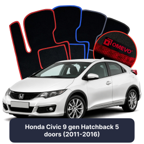 Velurové autokoberce OMEVO pro Honda Civic 9 gen Hatchback 5 dveří (2011-2016)