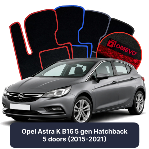 Velurové autokoberce OMEVO pro Opel Astra K B16 5 gen Hatchback 5 dveří (2015-2021)