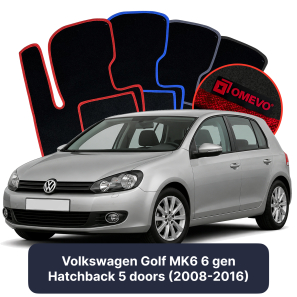Velurové autokoberce OMEVO pro Volkswagen Golf MK6 6 gen Hatchback 5 dveří (2008-2016)