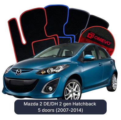 Velurové autokoberce OMEVO pro Mazda 2 DE/DH 2 gen Hatchback 5 dveří (2007-2014)