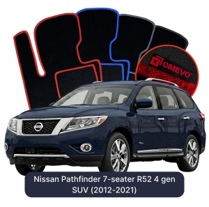 Velurové autokoberce OMEVO pro Nissan Pathfinder 7 místný R52 4 gen SUV (2013-2021)