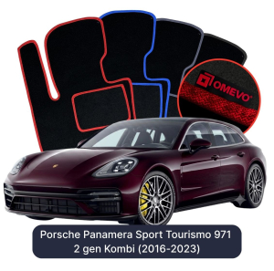 Velurové autokoberce OMEVO pro Porsche Panamera Sport Tourismo 971 2 gen Kombi (2016-2023)