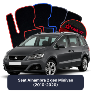 Velurové autokoberce OMEVO pro Seat Alhambra 2 gen Minivan (2010-2020)