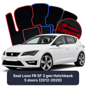 Velurové autokoberce OMEVO pro Seat Leon FR 5F 3 gen Hatchback 5 dveří (2012-2020)