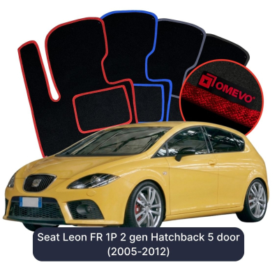 Velurové autokoberce OMEVO pro Seat Leon FR 1P 2 gen Hatchback 5 dveří (2005-2012)
