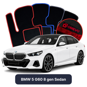 Velurové autokoberce OMEVO pro BMW 5 G60 8 gen Sedan (2023-2025)