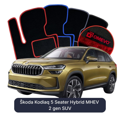 Velurové autokoberce OMEVO pro Škoda Kodiaq 5-osobový Hybrid MHEV 2 gen SUV (2024-2025)