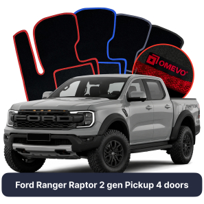 Velurové autokoberce OMEVO pro Ford Ranger Raptor 2 gen Pick-up 4 dveře (2022-2025)