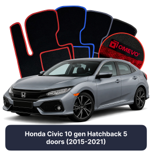Velurové autokoberce OMEVO pro Honda Civic 10 gen Hatchback 5 dveří (2015-2021)