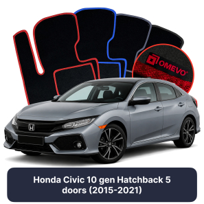 Velurové autokoberce OMEVO pro Honda Civic 10 gen Hatchback 5 dveří (2015-2021)