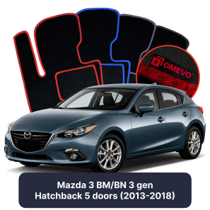 Velurové autokoberce OMEVO pro Mazda 3 BM/BN 3 gen Hatchback 5 dveří (2013-2018)