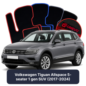 Velurové autokoberce OMEVO pro Volkswagen Tiguan Allspace 5 místný 1 gen SUV (2017-2024)