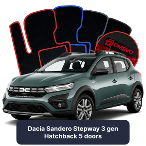 Velurové autokoberce OMEVO pro Dacia Sandero Stepway 3 gen Hatchback 5 dveří (2020-2025)