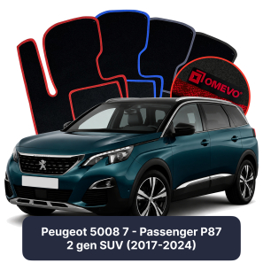 Velurové autokoberce OMEVO pro Peugeot 5008 7 místný P87 2 gen SUV (2017-2024)