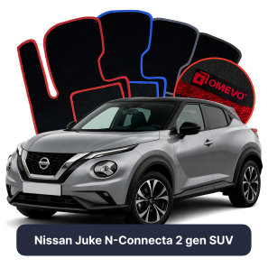 Velurové autokoberce OMEVO pro Nissan Juke N-Connecta 2 gen SUV (2019-2025)