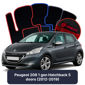 Velurové autokoberce OMEVO pro Peugeot 208 1 gen Hatchback 5 dveří (2012-2019)