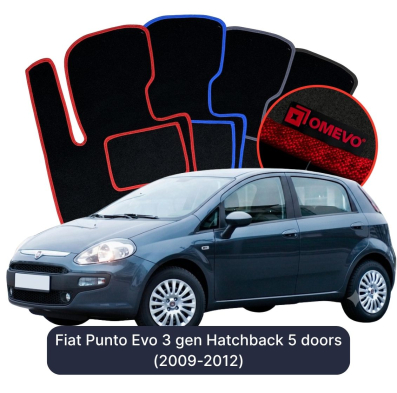 Velurové autokoberce OMEVO pro Fiat Punto Evo 3 gen Hatchback 5 dveří (2009-2012)