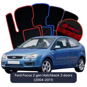 Velurové autokoberce OMEVO pro Ford Focus 2 gen Hatchback 3 dveře (2004-2011)