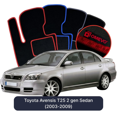 Velurové autokoberce OMEVO pro Toyota Avensis T25 2 gen Sedan (2003-2009)