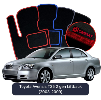 Velurové autokoberce OMEVO pro Toyota Avensis T25 2 gen Liftback (2003-2009)