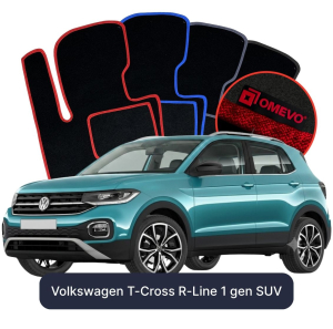 Velurové autokoberce OMEVO pro Volkswagen T-Cross R-Line 1 gen SUV (2018-2025)