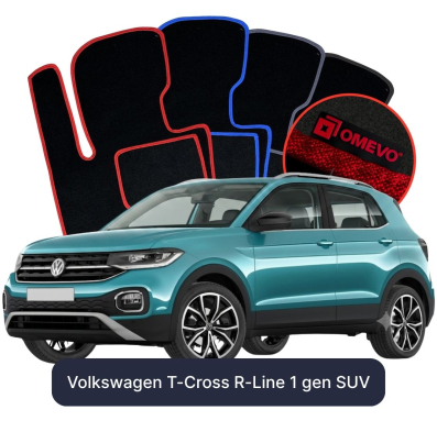 Velurové autokoberce OMEVO pro Volkswagen T-Cross R-Line 1 gen SUV (2018-2025)